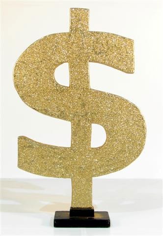 Giant Gold Glittered Dollar Sign