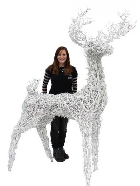 Standing White Twig Reindeer (Ice white lights)