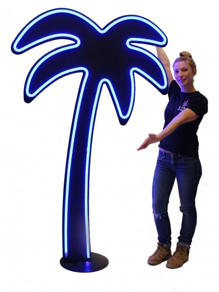 Neon Effect Palm Tree – Blue (Right Bending)