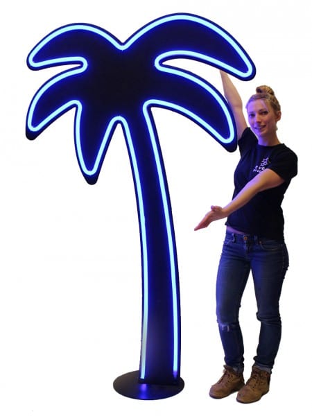 Neon Effect Palm Tree – Blue (Left Bending)