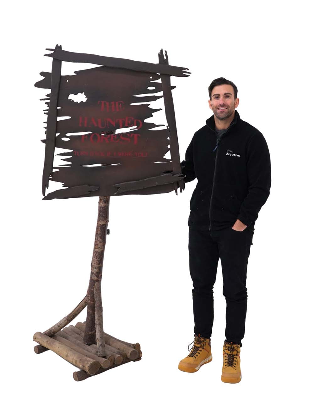 HLW123 _Haunted Forest Rustic Sign - Freestanding_event_prop_hire_EPH_Creative_137 copy _optimised