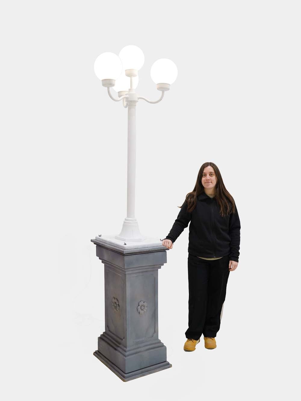 LE28_White Globe Street Light (Stone Effect Plinth)_event_prop_hire_EPH_Creative (1) copy _optimised