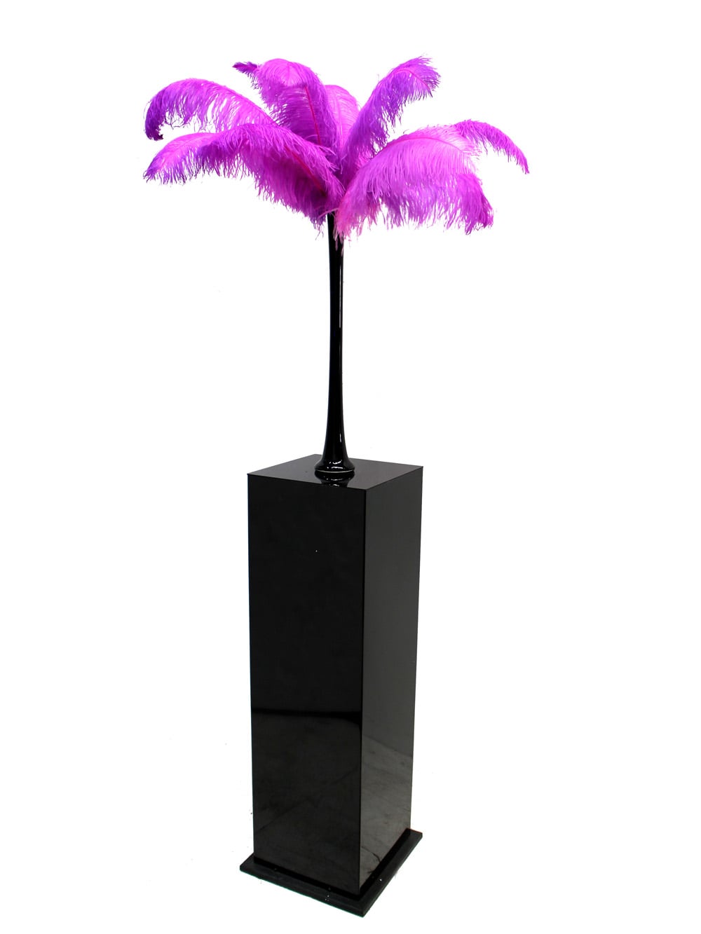 SN2888_Purple_Feather_Display_in_Black_Lily_Vase_event_prop_hire_0005IMG_5575_copy