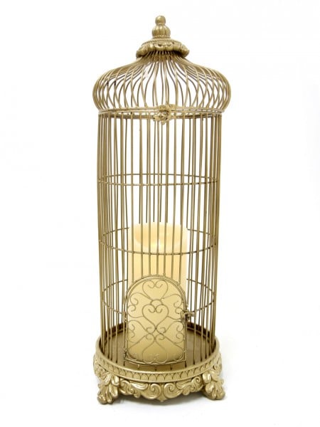 Floor Standing Gold Cage with Candle
