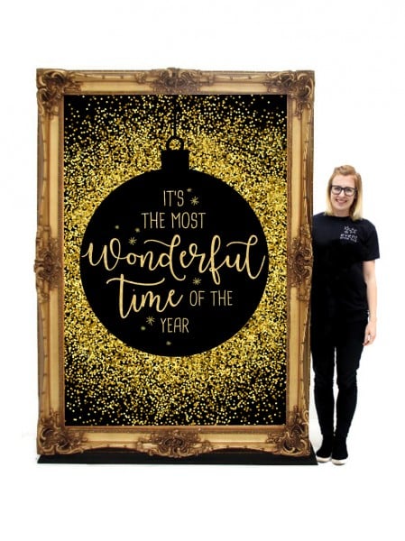 Giant Framed Sign with Christmas Saying #1 (Gold)