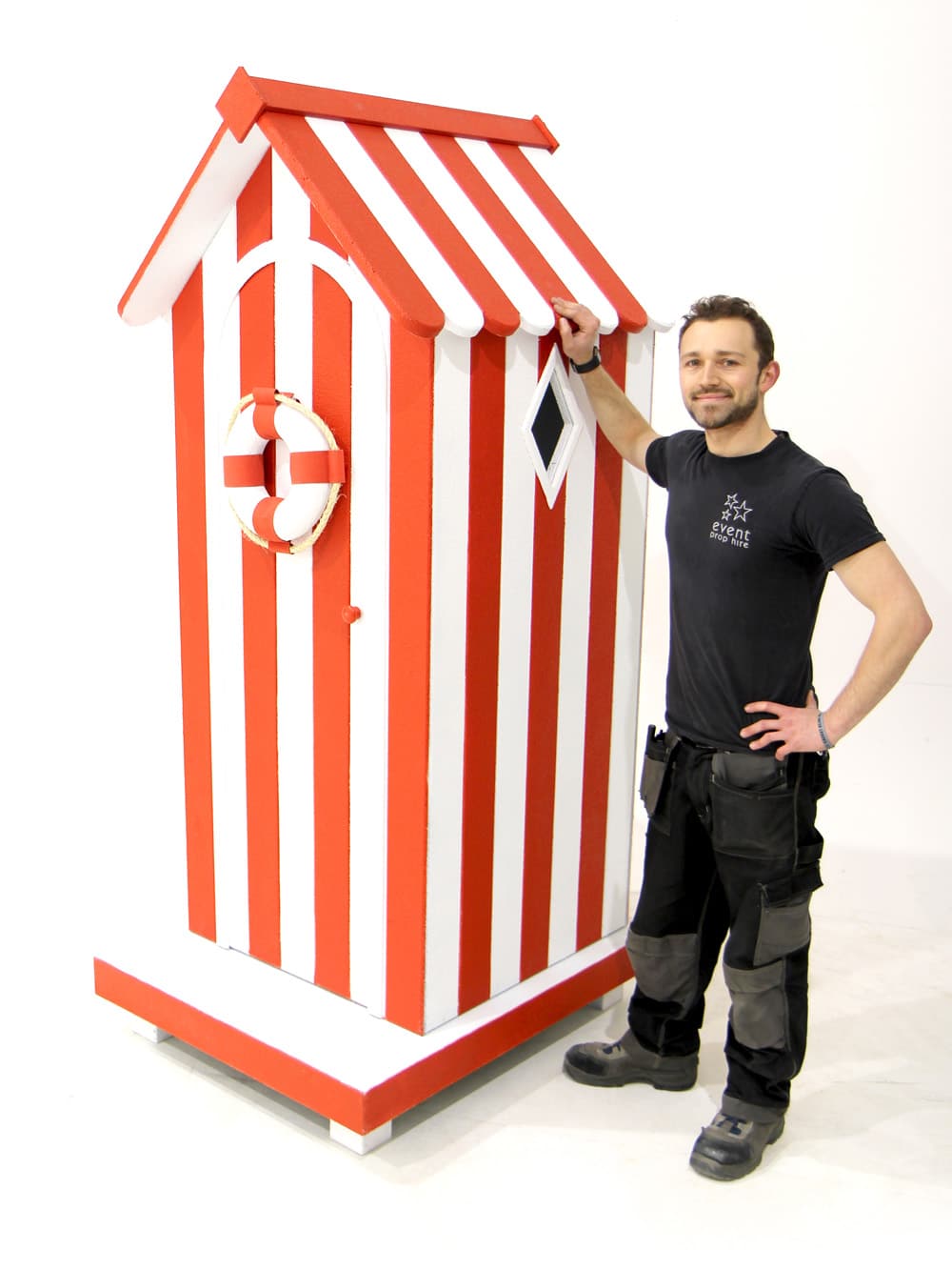 Traditional Beach Hut (Red & White)