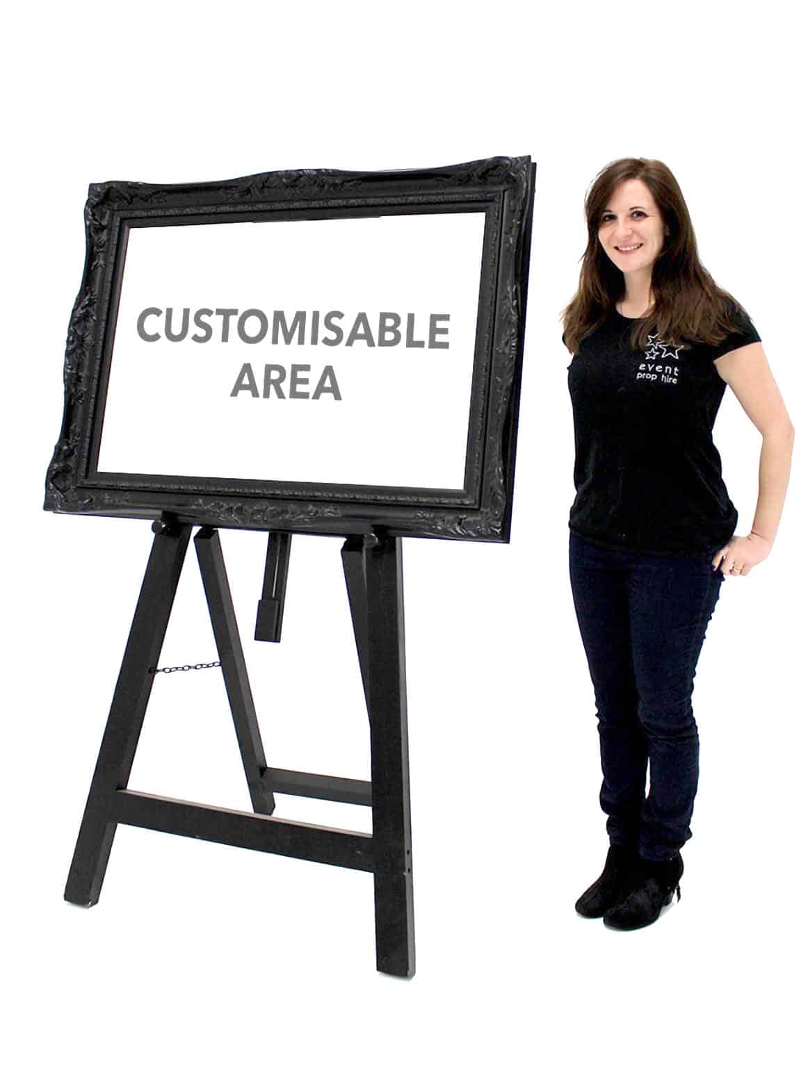 Customised Framed Sign – Black on a Black Easel