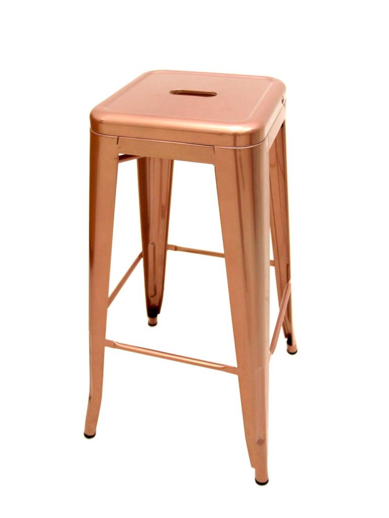 Bright Metal Bar Stool Rose Gold EPH Creative Event Prop Hire