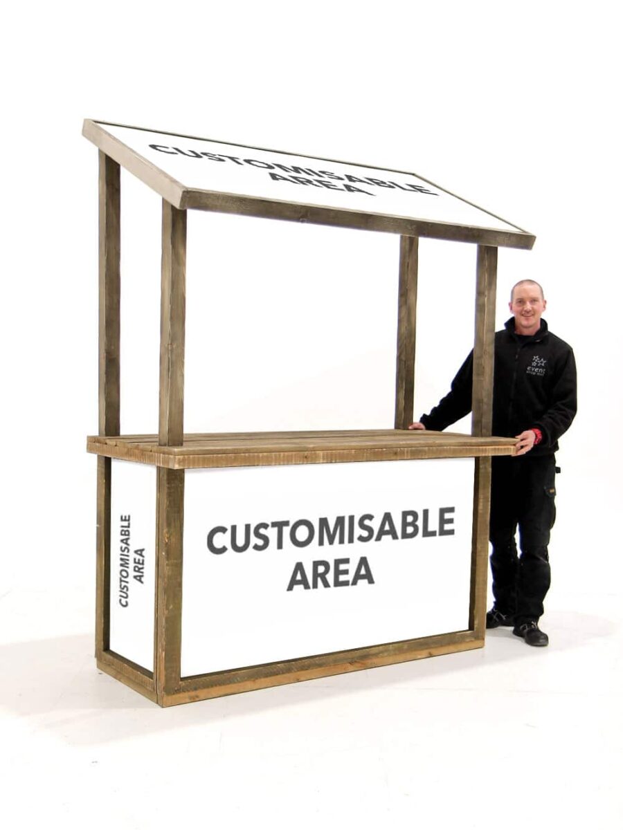 Customised Food Stall with Roof - Custom print on front, sides and roof