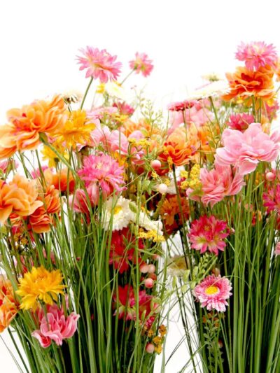 Floral Bunch (70cm) - Coral & Pink - Set of 4