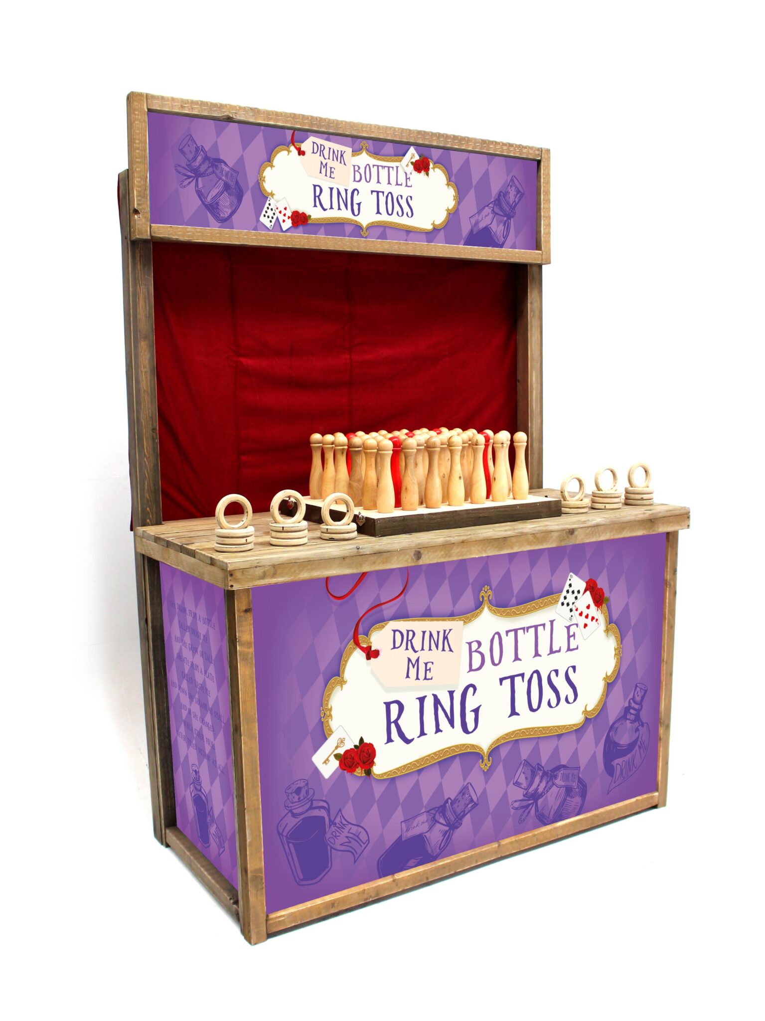 Drink Me Bottle Ring Toss Fairground Game EPH Creative Event Prop Hire
