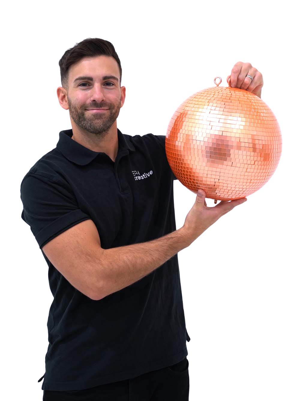 SN15933 _ Mirror Ball - UV Pale Orange - 30cm_event_prop_hire_EPH_Creative_587 copy _optimised