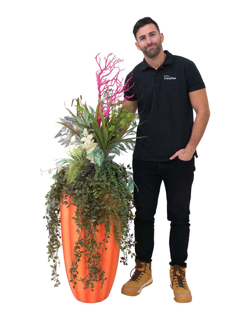 SN15958 _Potted Floral Display - 'Under the Sea' - Tall Orange Pot_event_prop_hire_EPH_Creative_608 copy _optimised