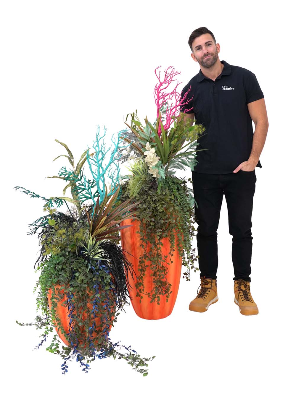 SN15958 _Potted Floral Display - 'Under the Sea' - Tall Orange Pot_event_prop_hire_EPH_Creative_828 copy _optimised