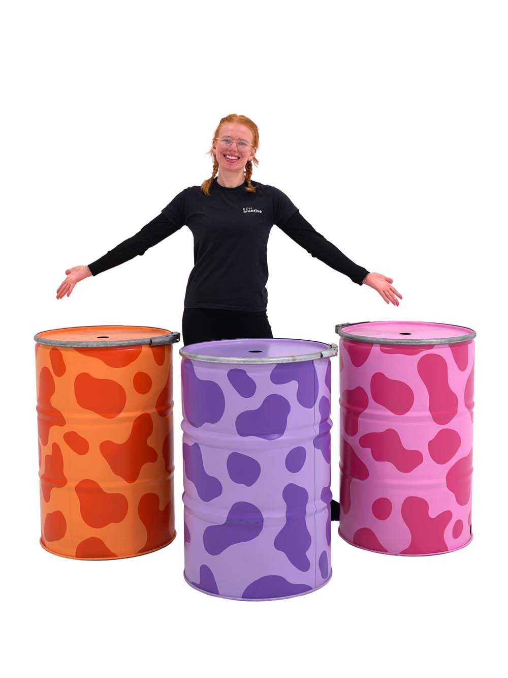 SN16270 _Steel Oil Drum - Cow Print - Orange_event_prop_hire_EPH_Creative_080 copy _optimised