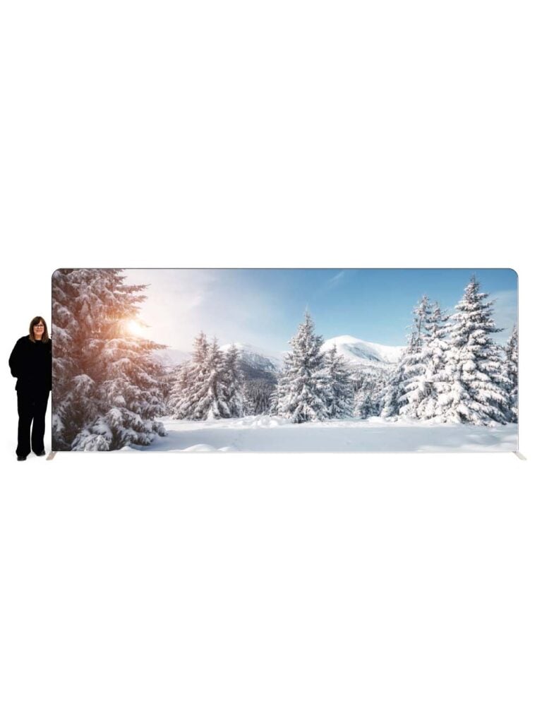 Double Sided Backdrop – Snowy Forest Scene #1 – 2.3m x 6m
