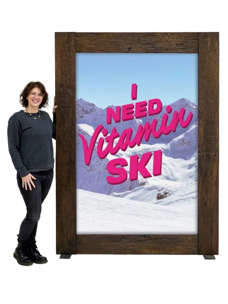 ‘I Need Vitamin Ski’ – Giant Frame – Rustic Wood