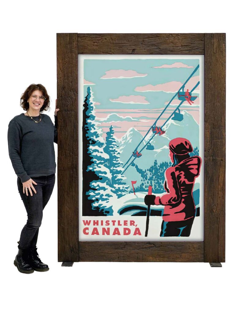 Vintage Après Ski Poster #4 – Giant Frame – Rustic Wood