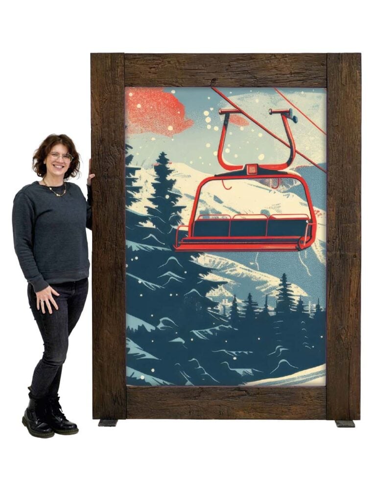 Ski Lift #1 – Giant Frame – Rustic Wood