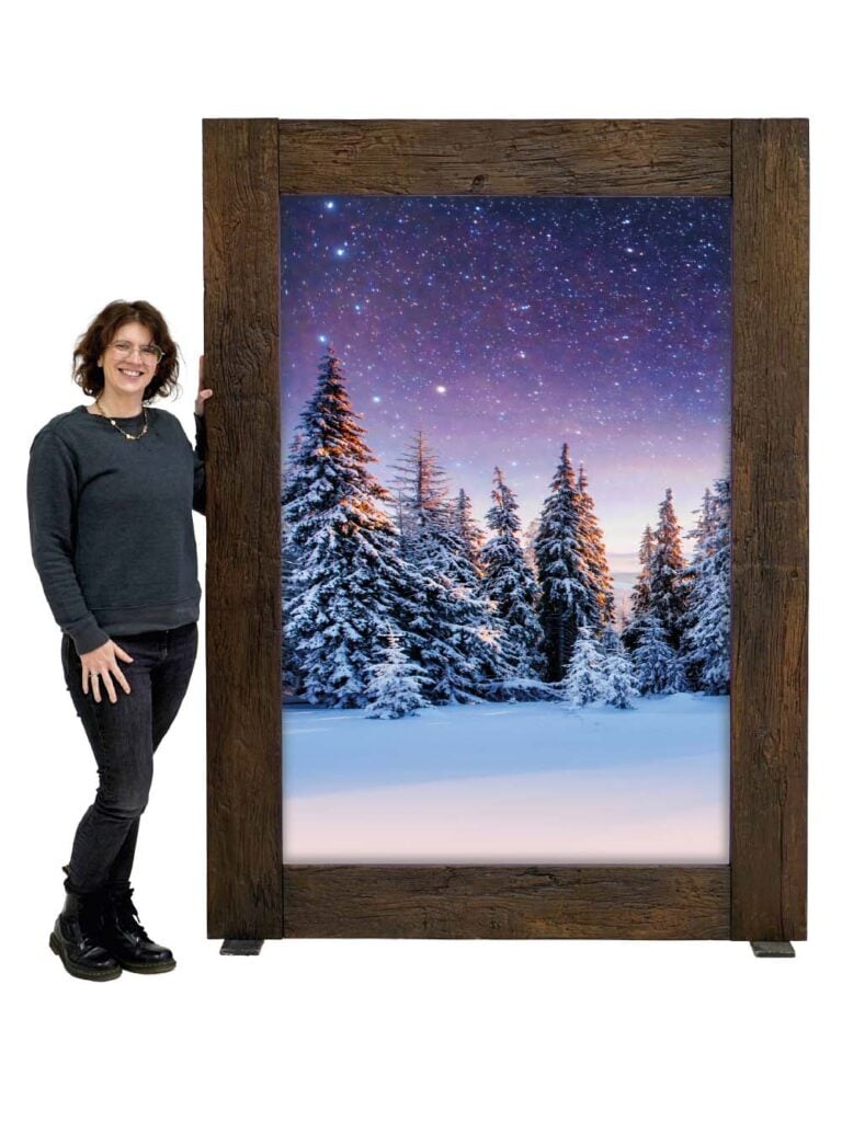 Snowy Scene #1 – Giant Frame – Rustic Wood