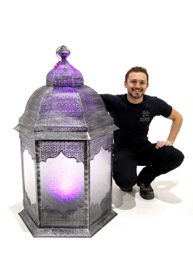 Wireless Lit Giant Lantern – Antique Silver