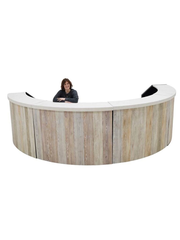 White Washed Wood Circular Bar – Half Bar