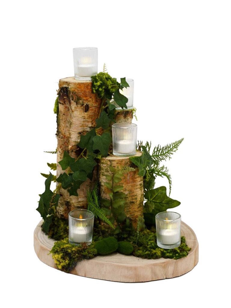 Woodland Log Centrepiece – (LED Tealights)