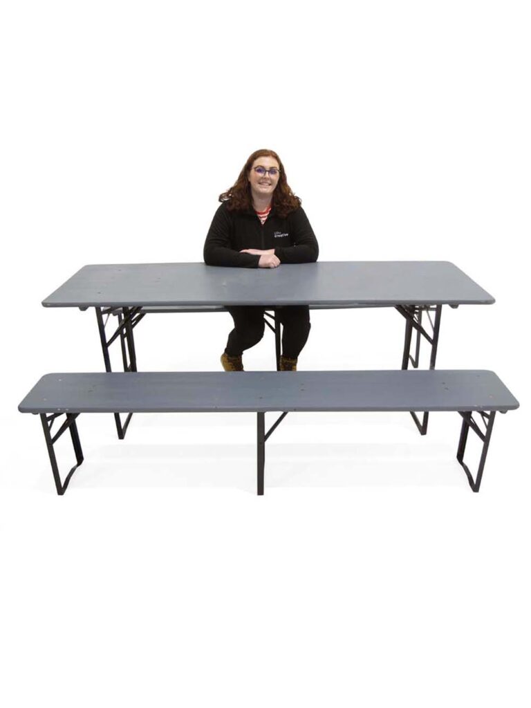 Folding Table & Bench Set – Grey